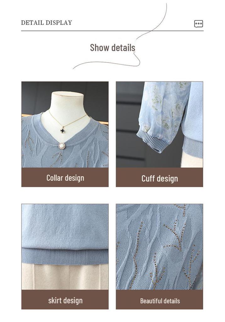 Spring-Autumn Knit Top: Fashionable Seven-Point Sleeve for Middle-Aged and Elderly Women