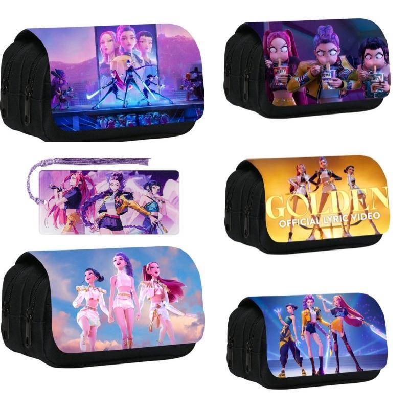 Kpop DHunter Student Pencil Case Large Multi-layer Pen Bag Case For Girl School Pen Bag Cartoon Demon Pencil Box Pen Holder Case