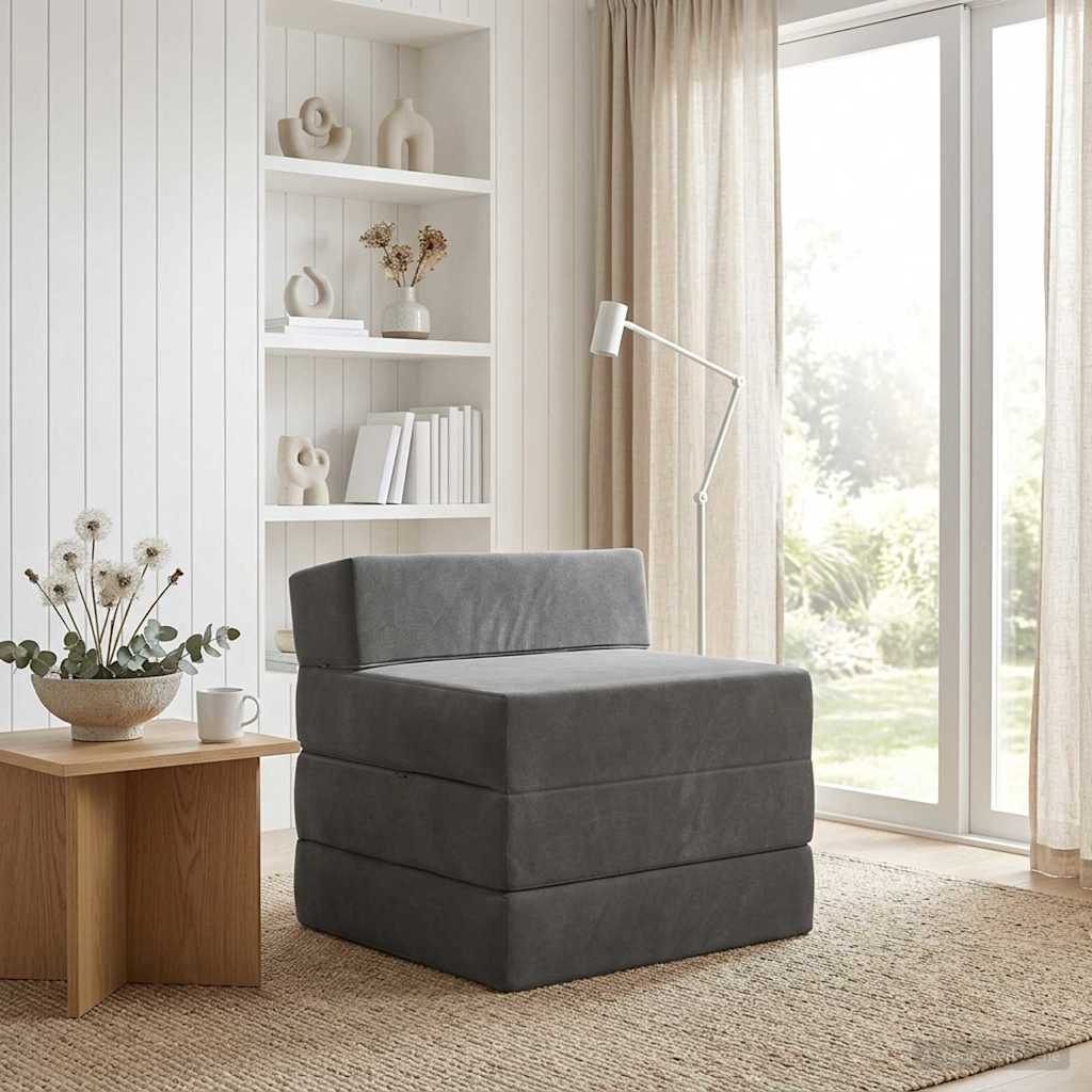 Folding Sofa Bed Dark Grey 200 x 70 x 15 cm Velvet