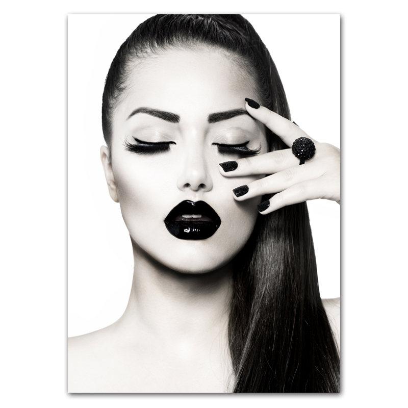 Makeup Girl Wall Pictures Art Print Life Beautiful Quote Canvas Painting Red Lip Art Poster Eyelash Wall Decor HD2705