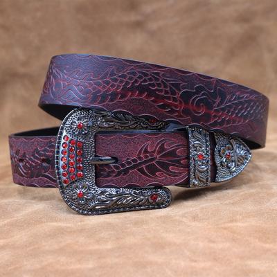 3.8Cm Cowhide Retro Embossed Versatile Pin Buckle Leather Belt Casual Cowhide Men'S Belt