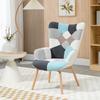 Bedroom Armchair In Tufted Velvet and Wooden Legs, 66x76x98cm, Multicolour