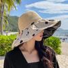 Fashion Bucket Hat Women's Summer Vinyl Sunscreen Large Brim Hollow Polka Dot Face Shade Sun Hat Sun Hat