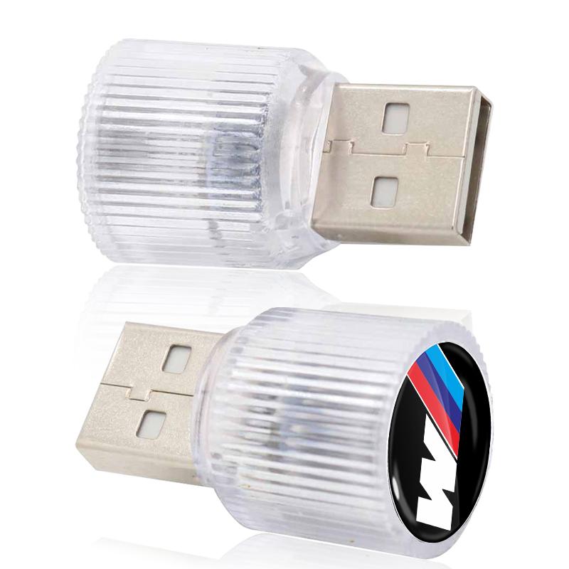 1 stk USB M LOGO Emblem Bil LED Lys Auto Interiør Atmosfærelys For BMW X7 X3 X4 X5 X6 3 4 5 6 7 Serie Z4 M M3 M5 M6 E38 E39 E46 E53 E60 E61