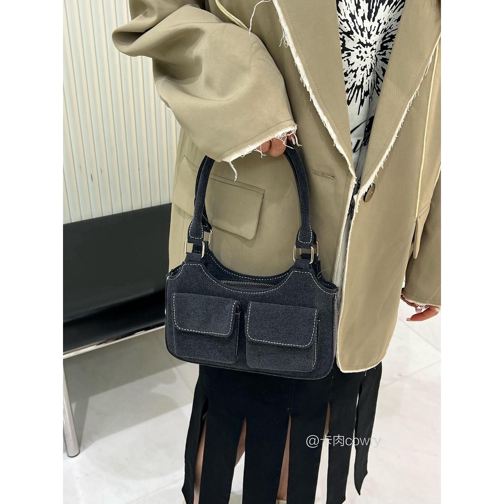 IELGY Ladies Vintage Denim Blue Shoulder Underarm Bag Portable