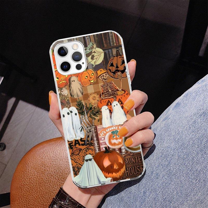 October Fall Halloween Spooky Pumpkin Phone Case For iPhone 17 Air 16 Pro Max 16E 15 + 14 Plus 11 12 13 Mini 7 8 SE Gift Print C
