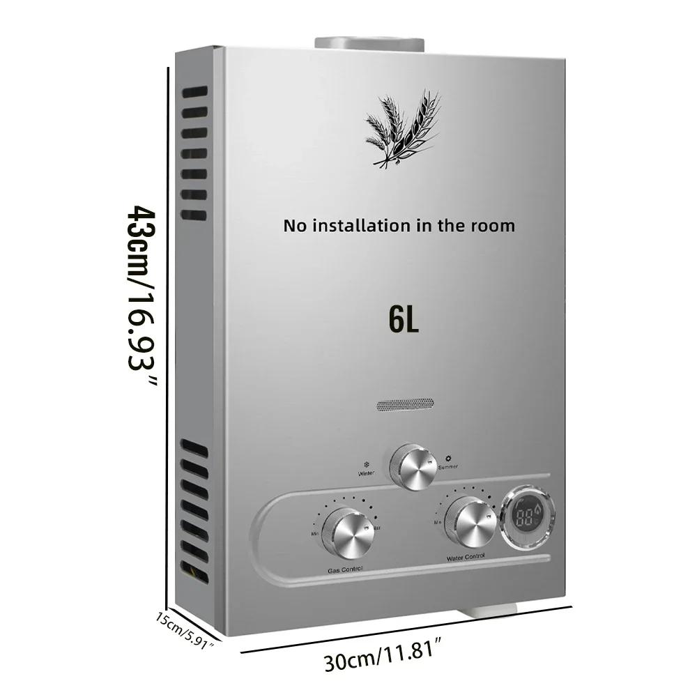 6-18L LPG Instant Gas Water Heater, Energy Saving Stainless Steel with LED Display, Safety Protection & Smart Control
