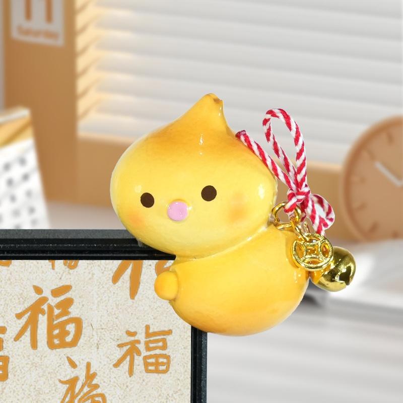 Fun Cartoon Gourd Animal Figurine Lucky Resin Ornament Mini Decor for Computer Monitor Edge Kids Room Study Desk