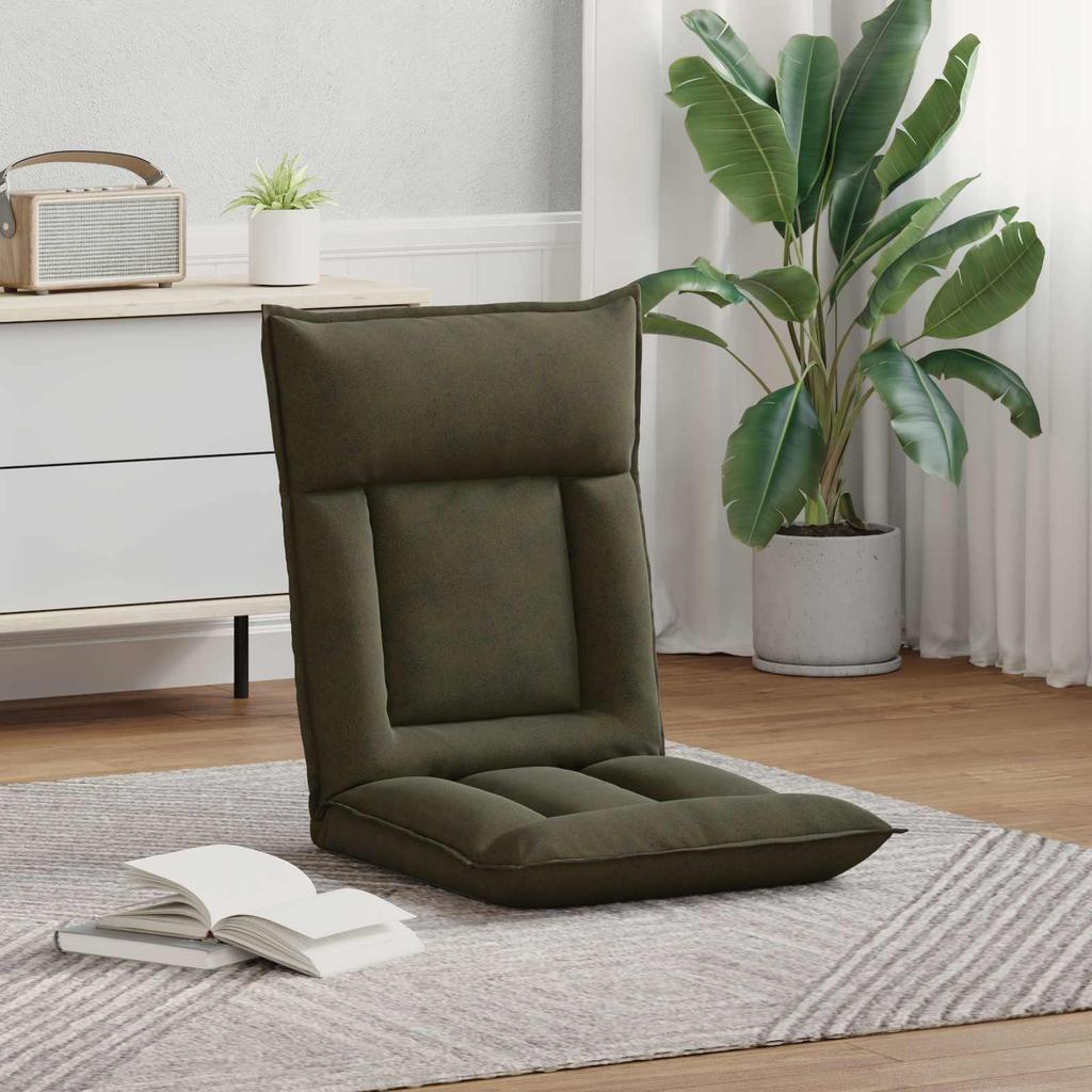 Adjustable Floor Footstool Olive Green Fabric