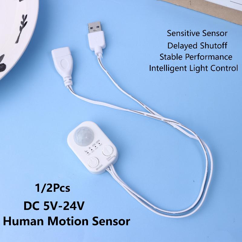 1/2 Stück DC 5V-24V USB PIR Menschlicher Bewegungssensor Detektor Schalter Körper Infrarot Bewegungssensor Timer für LED Lichtleisten