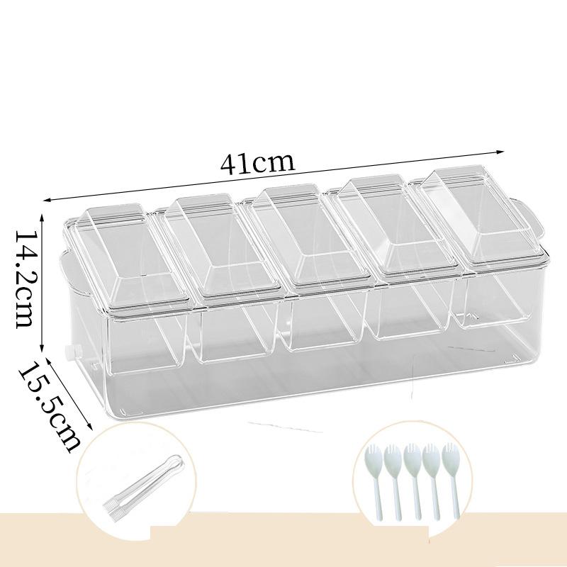 Chilled Condiment Tray Server with 5 Containers and Removable Compartments  Clear Garnish Serving Platter for Bar Accessories