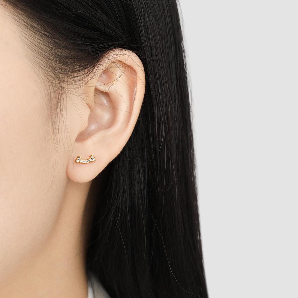 Korean Niche Design Light Luxury Smiley Face Cartilage Earrings in Titanium Steel