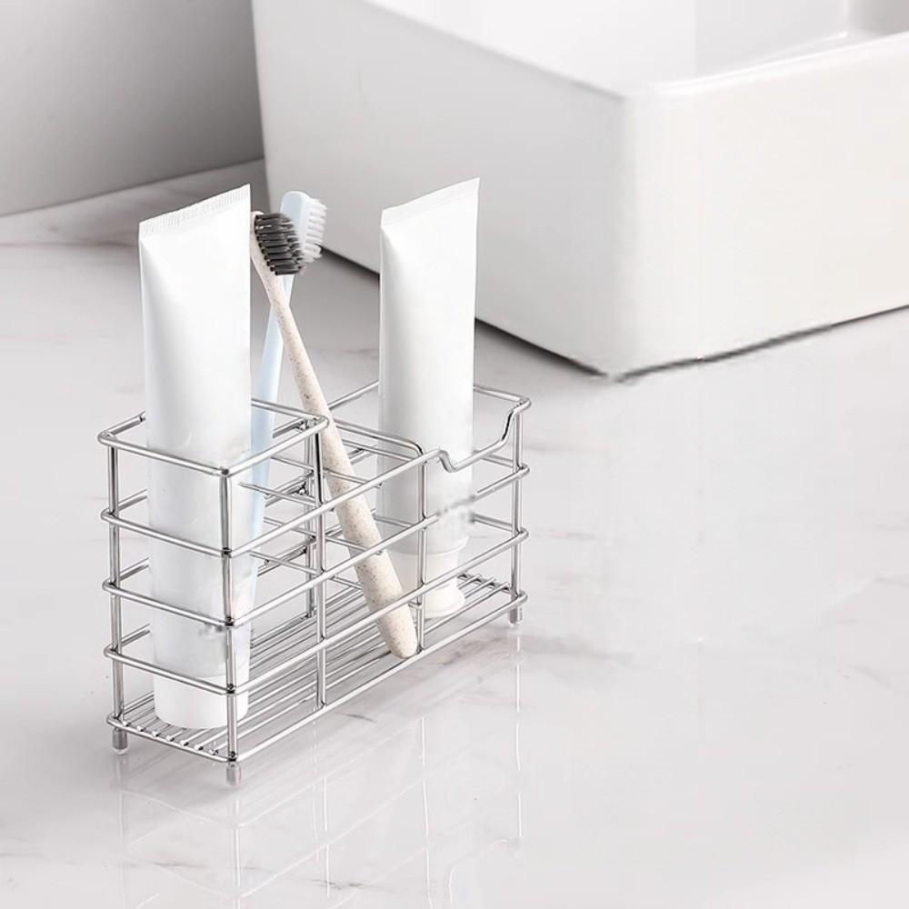 304 Stainless Steel 6 Grids Toothbrush Holder Ventilated Easy To Clean Shower Table Bracket Hanging Non-Slip