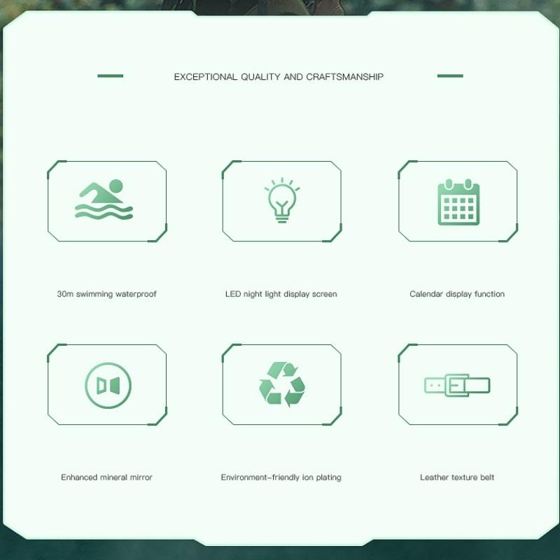 Los últimos relojes deportivos de moda, manecillas multifuncionales, resistente al agua, correa de cuero luminosa, doble pantalla, relojes de negocios de lujo para hombres