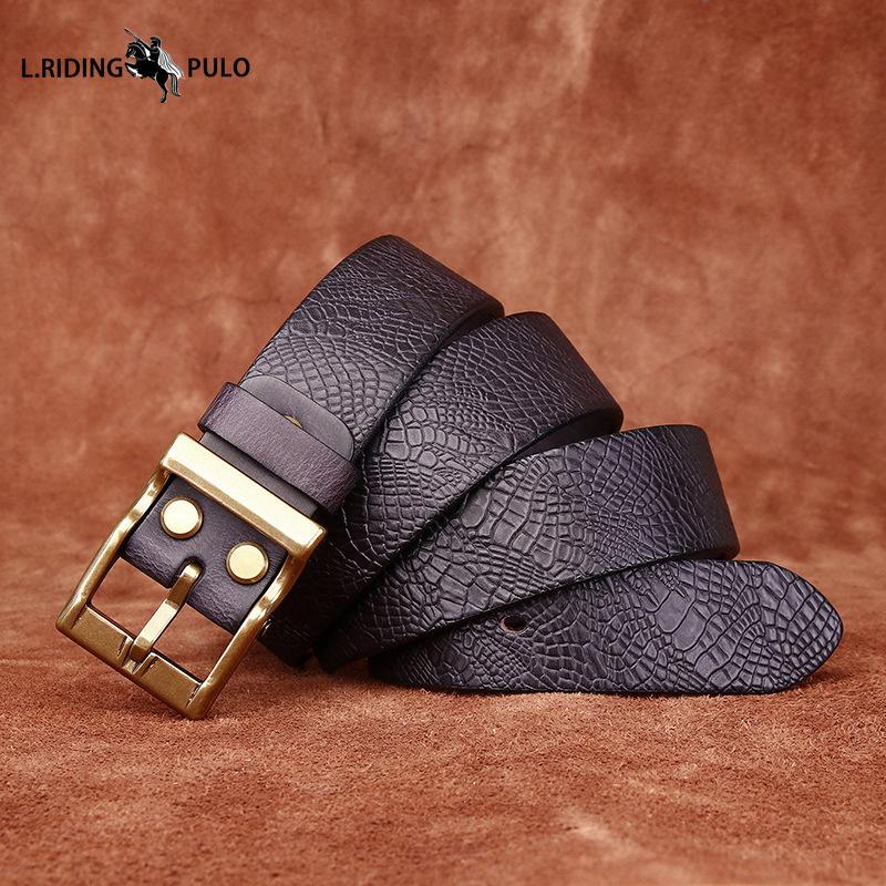 Retro Thick Embossed Genuine Leather Belt Trendy All-match Casual Denim Belt