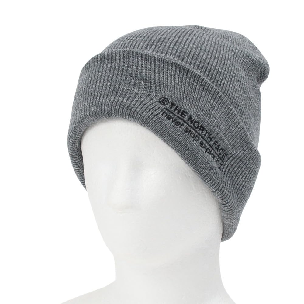 North Embroidered Barred Beanie Unisex Thermal Cold Protection Mixed Gray Free Size [The Face]