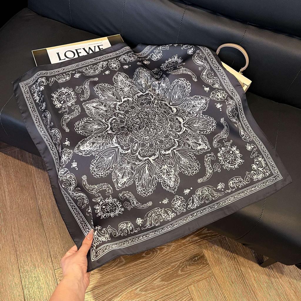 European and American style scarf square scarf imitation silk 71cm retro cashew print literary headband suit with decorative scarf