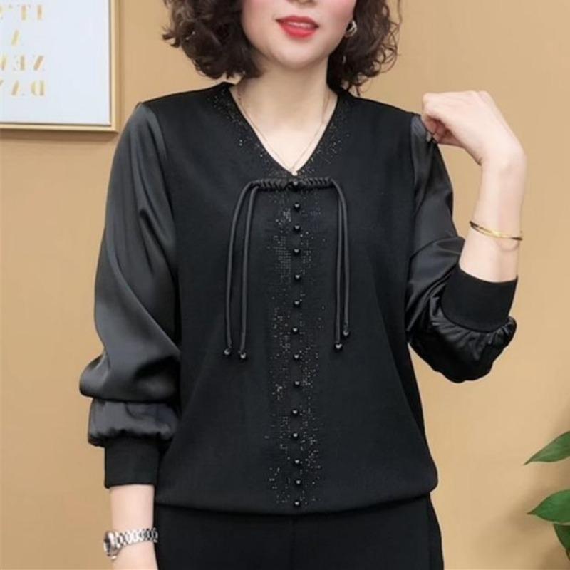 

Модная женская футболка с базовым однотонным цветом, универсальная, свободная, приталенная, в национальном стиле, с длинным рукавом 5XL