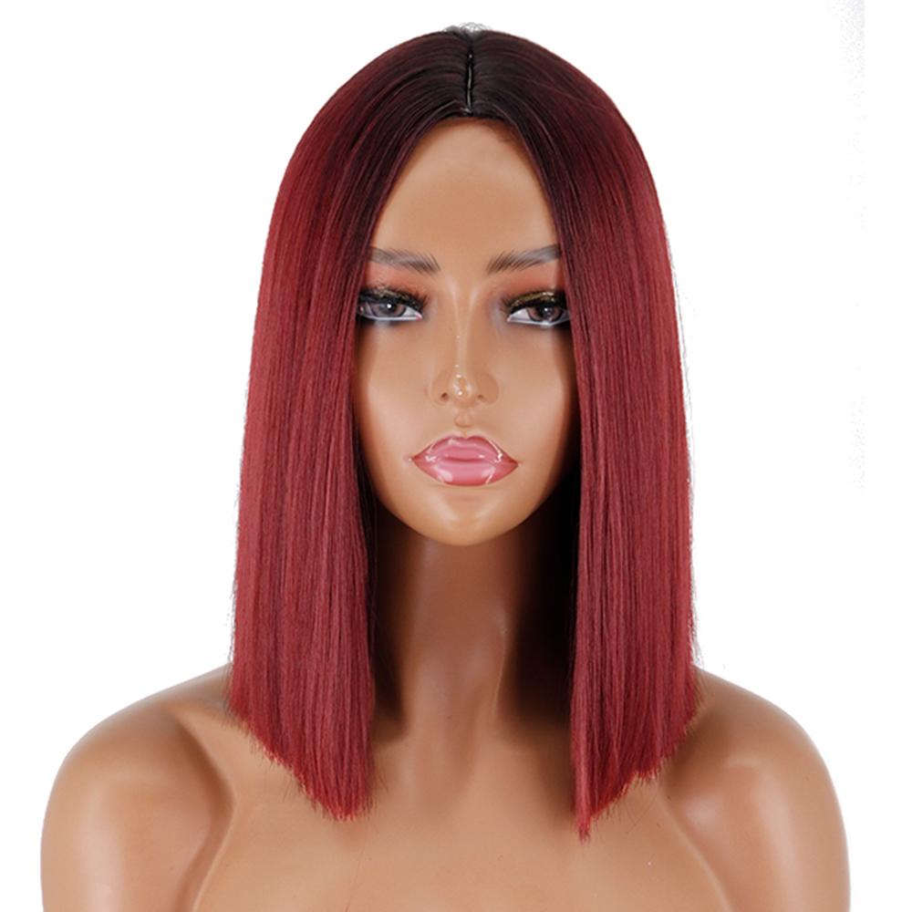 WERD Short Bobo Wig Synthetic Wigs for Women Golden Orange Straight Ombre Heat Resistant Lolita Cosplay Party Hair