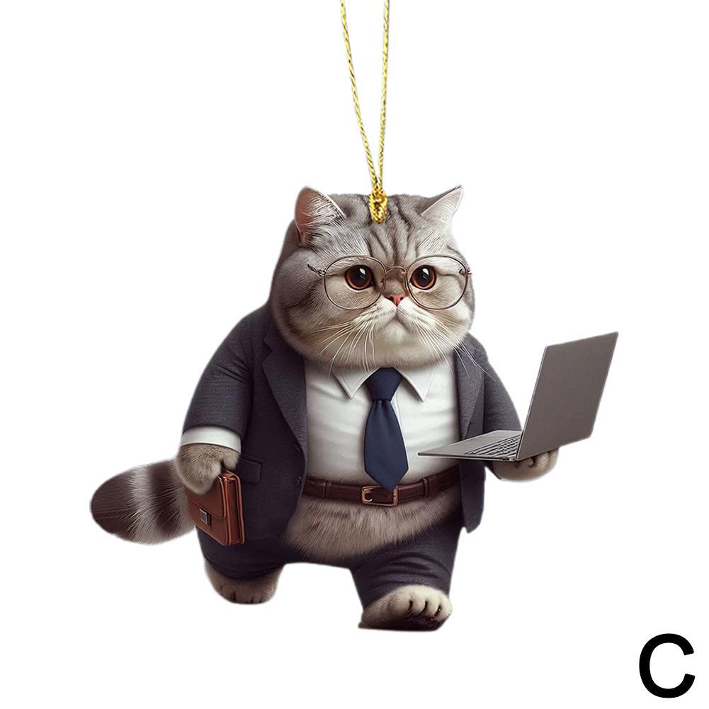 Nowy Akrylowy Płaski Wisiorek Kot Brzuchaty Ozdoby Wiszące Akrylowa Ozdoba Kot Akcesoria do Wnętrza Pojazdu Dekoracja Samochodowa