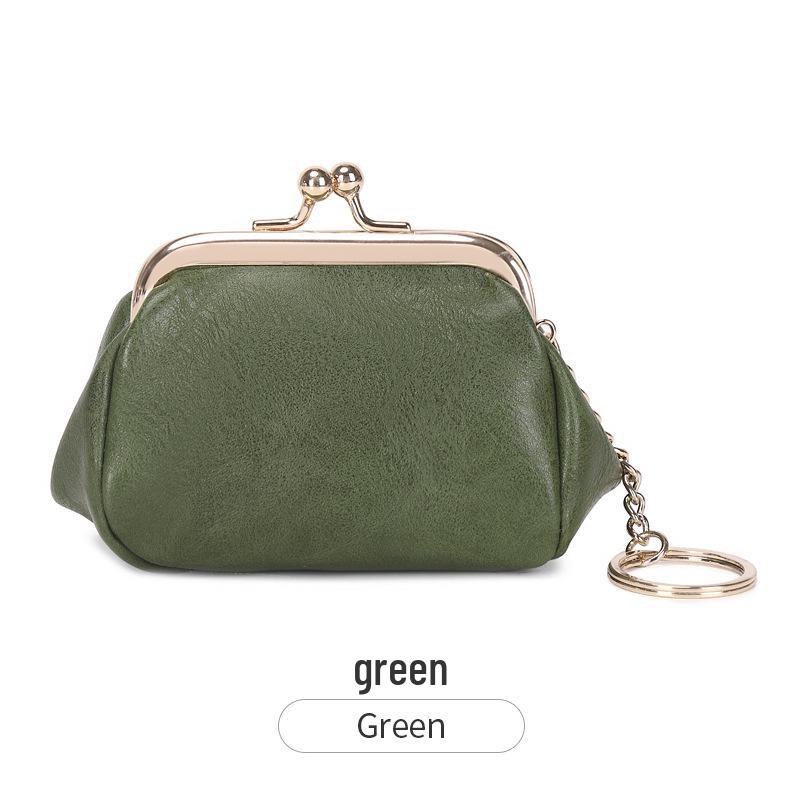 2023 Retro Clip Coin Purse: Small, Portable, Solid Color PU Key Bag for Versatile Storage