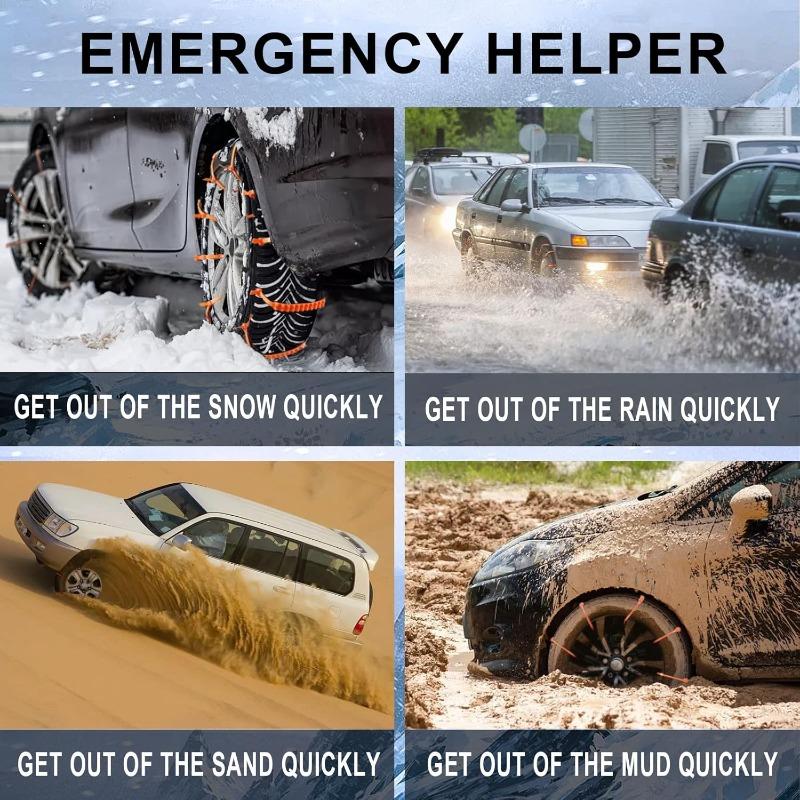 Winter Car Tire Chains Anti-Slip Snow Chains for Tires Emergency Road Safety Gear for Ice and Snow Driving Easy To Install Strap