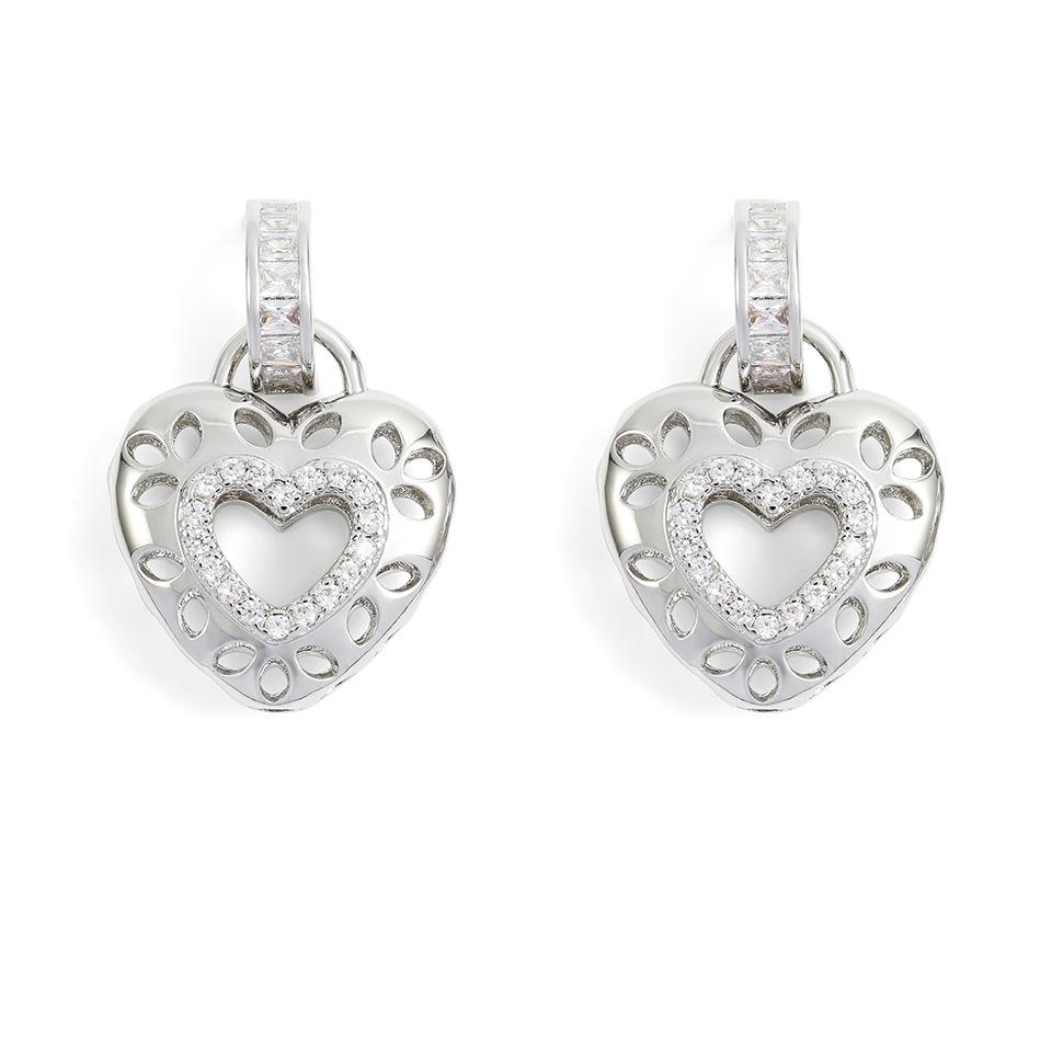 

UILZ European & American Zircon Heart Earrings - High-end Summer Fashion, Versatile INS Style Jewelry серебряный