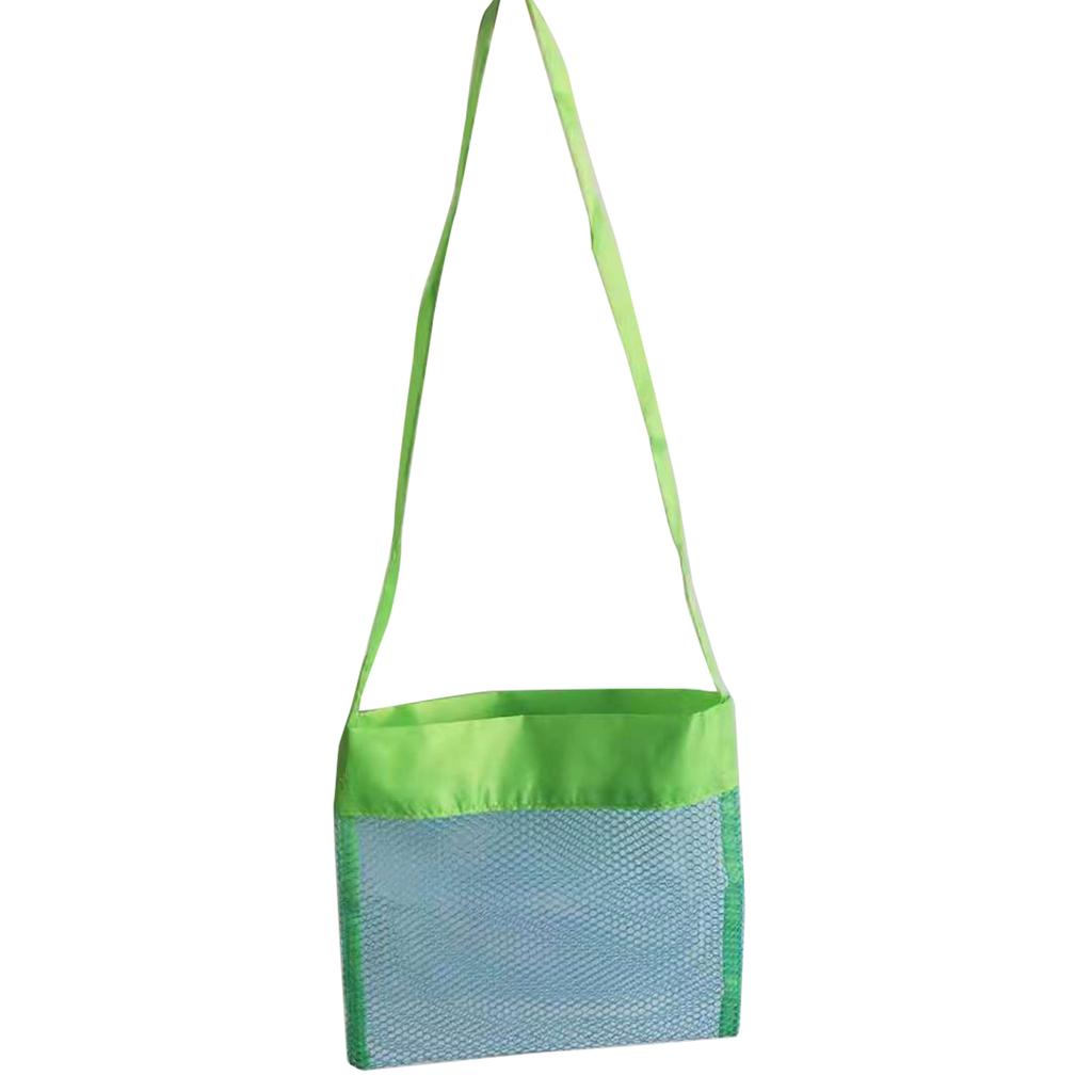 Portable Mesh Beach Bag Foldable Swimming Pouch Children Beach Toy Baskets Storage Bag Large Capacity Shoulder For Travel Picnic