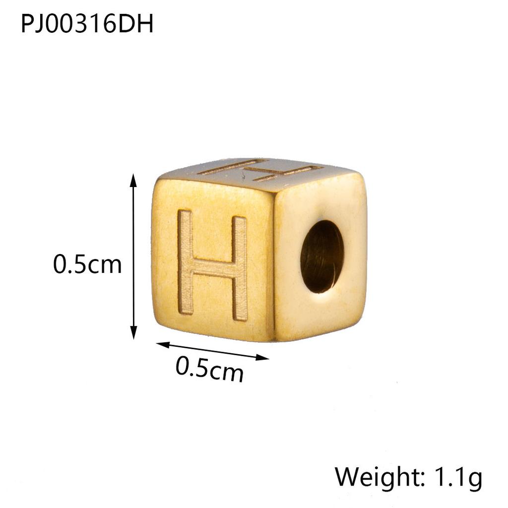 CARLIDANA Stainless Steel Square Charms A-Z Letter Loose Spacer Beads Pendant DIY Bracelet Necklace Jewelry Making Accessories