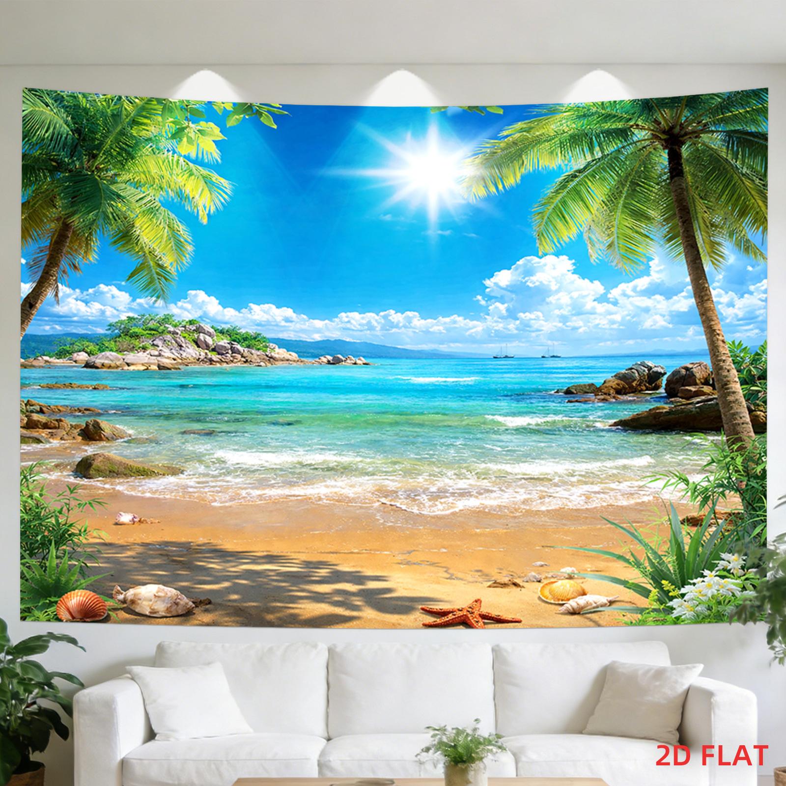 2D flat banner pattern-printed tapestry - Beach palm trees 100x150cm