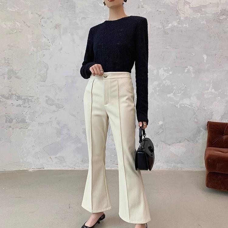 Apricot Long Sleeve Lace Knitwear Women's Autumn Winter Fashion Slim Fit Base Layer Top