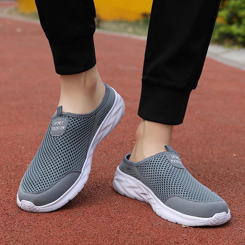 Casual Loafers Shoes Men Summer Half Shoes Slippers Slides Slip On Shoes Men Mesh Breathable Soft Comfortable Slippers for Men