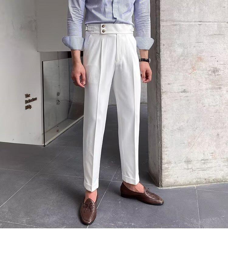 Men's British-Style Wrinkle-Resistant Dress Pants - Casual, Versatile, and Stylish French Suit Trousers