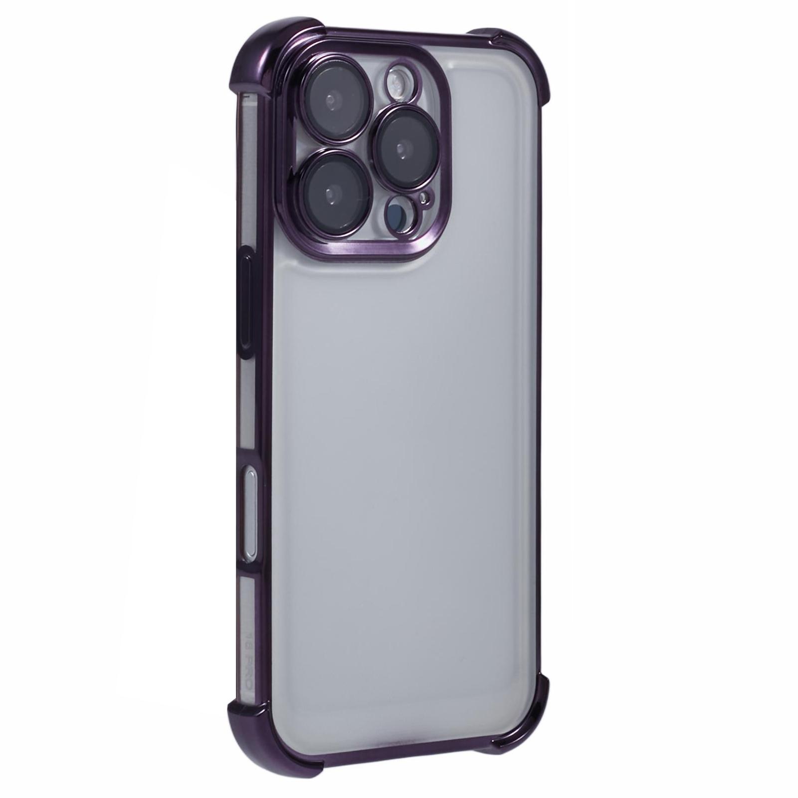 

For iPhone 16 Pro Case Reinforced Corners TPU Clear Back Cover Purple