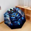 1 PC Automatic Folding Umbrella - Fierce Owl Pattern, Portable & Foldable Design with 8 Ribs, Christmas Birthday Gifts