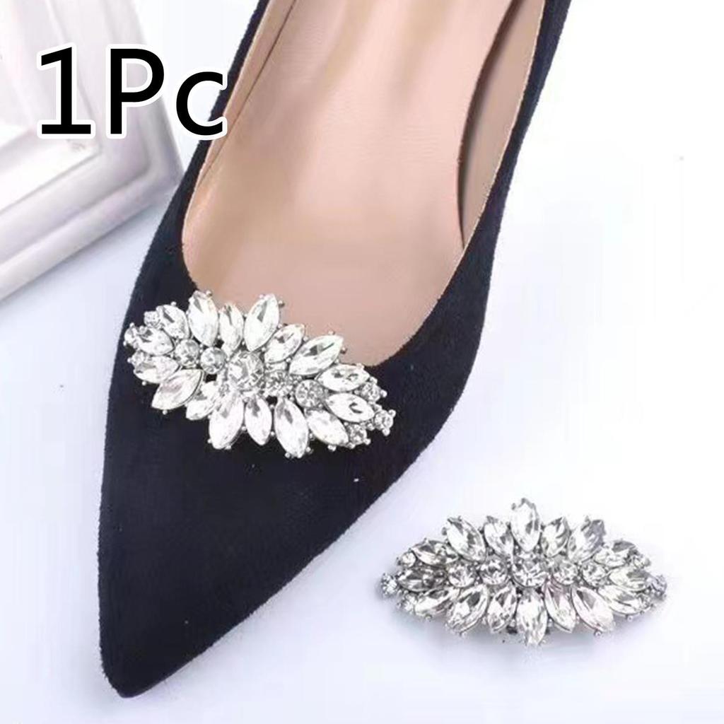 2Pcs/set Charm Buckle Wedding Bride Shoe Accessories Rhinestone Shoe Clip Square Bow Shoe Decorations Shiny Decorative Clips
