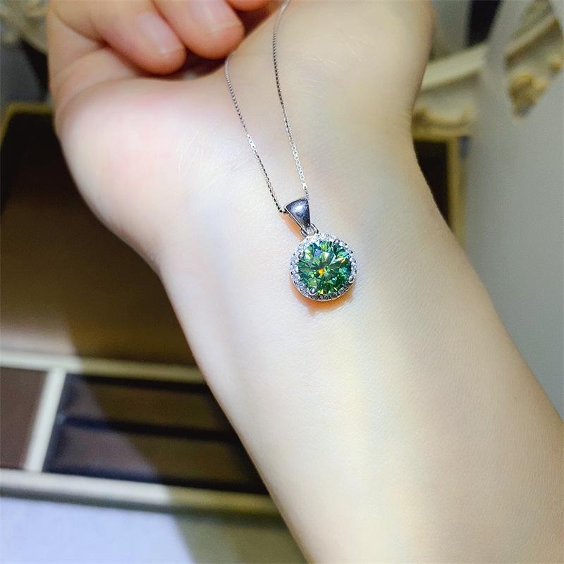 Luxury Green Moissanite Four-Piece Set: Ring, Pendant, Earrings, Bracelet in Classic Fashion