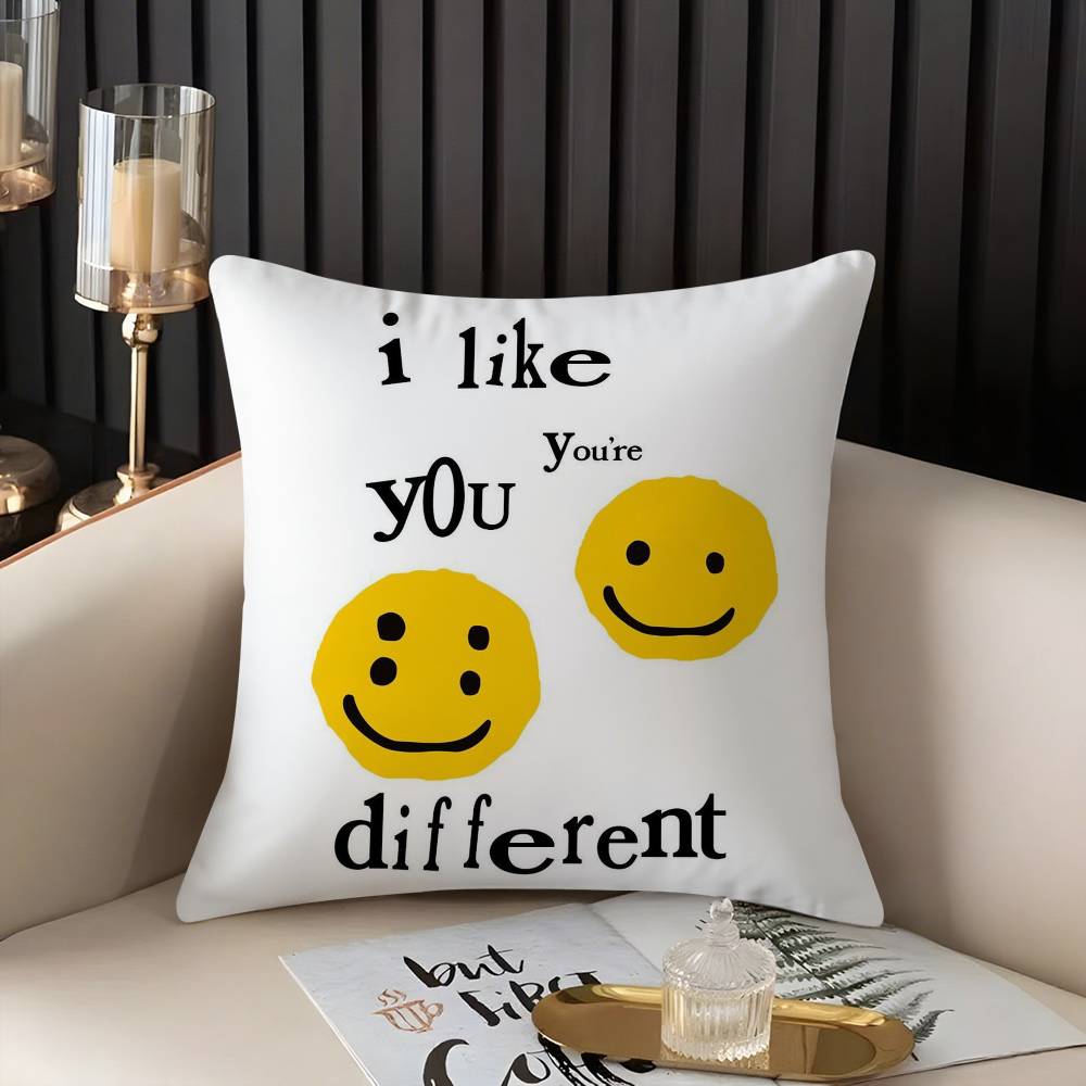 Pillow Case Luxury Smile C-Cpfm Home Dorm Chair Back Short Plush Double-sided Printing Office Nap Time Cushion Cover