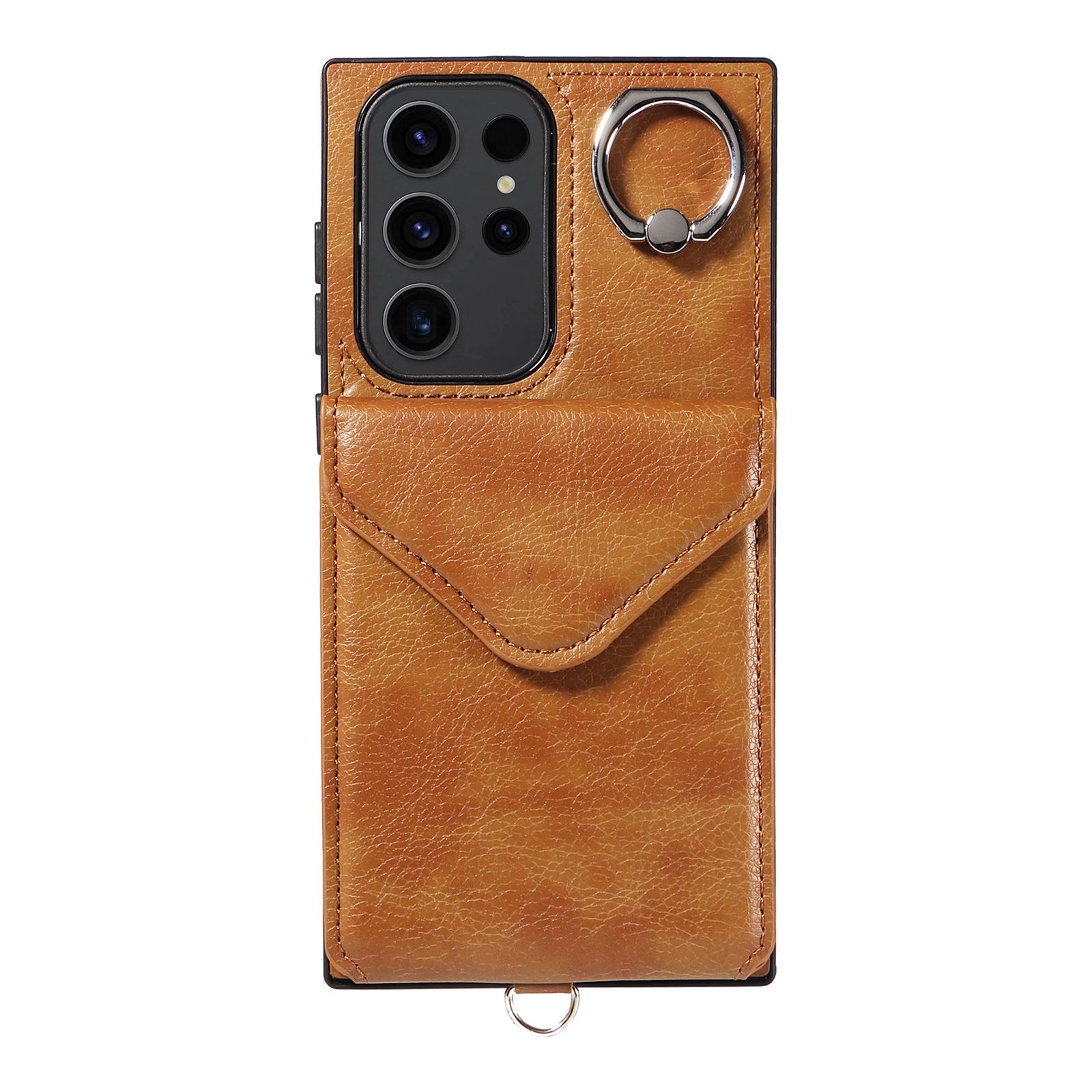 

Сумка на ремне с кольцевым кронштейном и вертикальным отверстием, кошелек, слот для карт, чехол для телефона для Samsung Galaxy S22, S23, S24, A05, A12, A13, A14, A15, A52, A72, A22, A24... Samsung Galaxy A15 коричневый