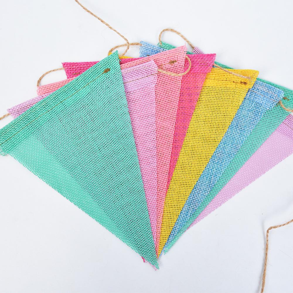 New Colorful Linen Fabric Triangle Flags for Festive Party DIY Decor & Birthday Celebration