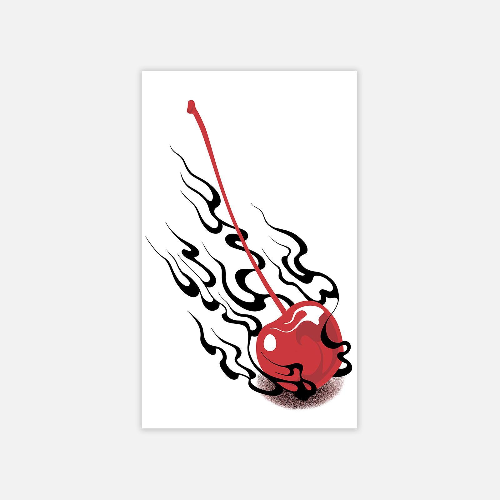 

Retro Stream Of Consciousness, Cherries Lines, Tattoo Stickers, High-Value Niche Personalized Tattoo Stickers 6*10