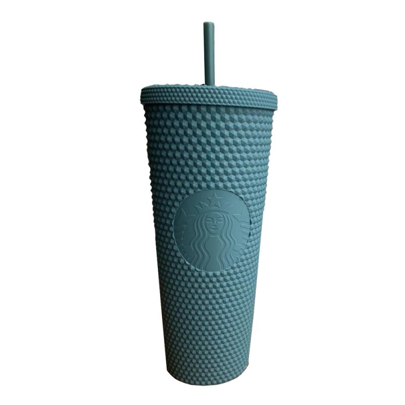 

Double Layered Plastic Straw Cup For Household Diamond Radiant Water Bottles Coffee Straw Cup Drinks Bottles Mugs 710ml