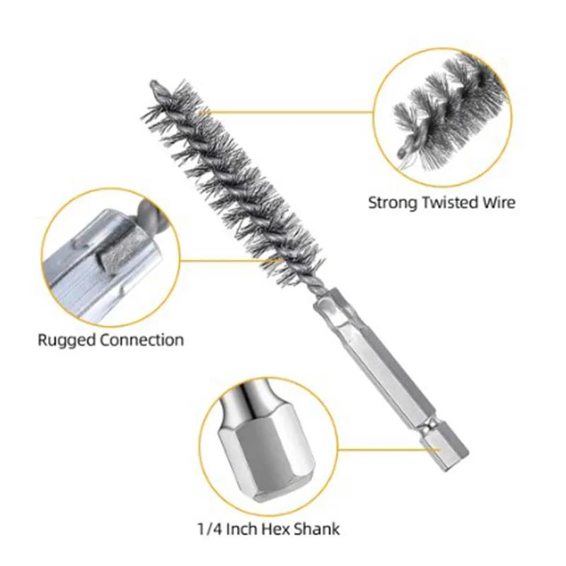 Nuevo 6 Piezas 8-19mm Tubo de Alambre Cepillos de Limpieza para Maquinaria Limpiador de Óxido Herramientas de Lavado y Pulido para Procesamiento de Fabricación Automotriz