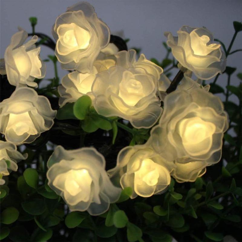 6.5M 30LED Rose Flower Fairy Lights Flower Solar String Lights Outdoor Waterproof  Solar String Lights Garden