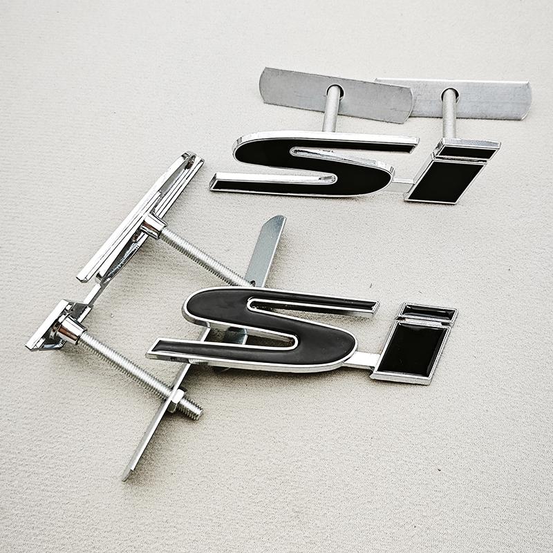 3D Metal Car Styling SI Logo Badge Chrome Sticker Front Grille Emblem For Honda Civic Accord Etc Automobile Accessories