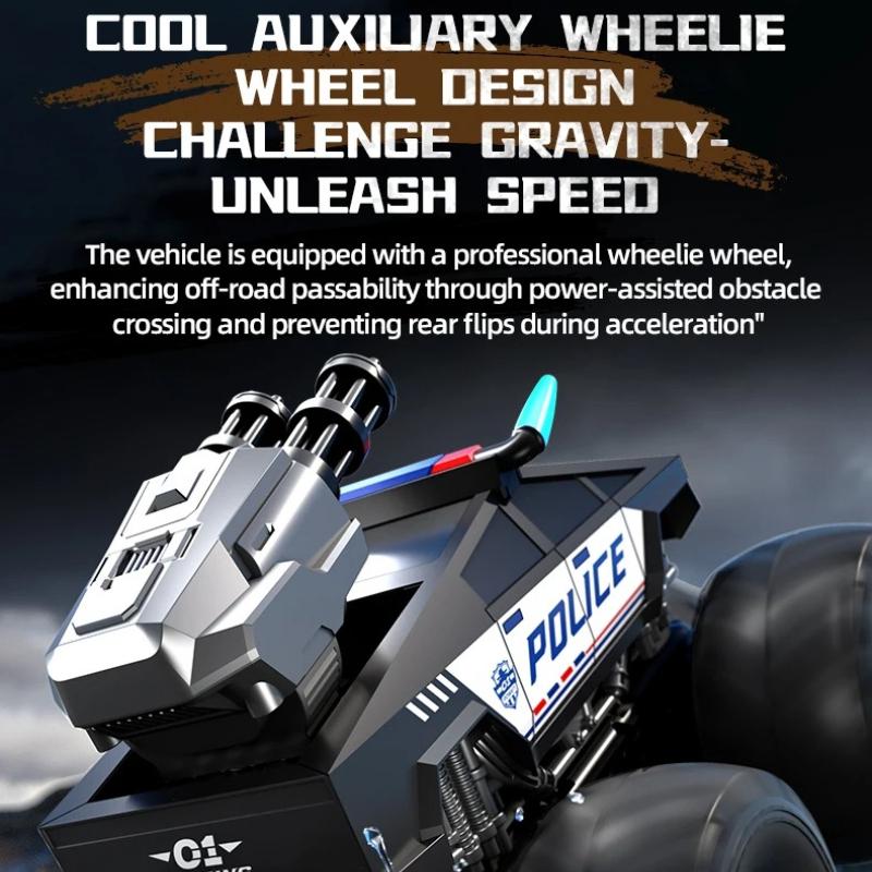 Amphibious RC Monster Truck Water Cannon Shooting 2.4G 4WD Waterproof All Terrain Land Water Dual Mode Pool Beach Xmas Gift with 360 ° Rotating Head