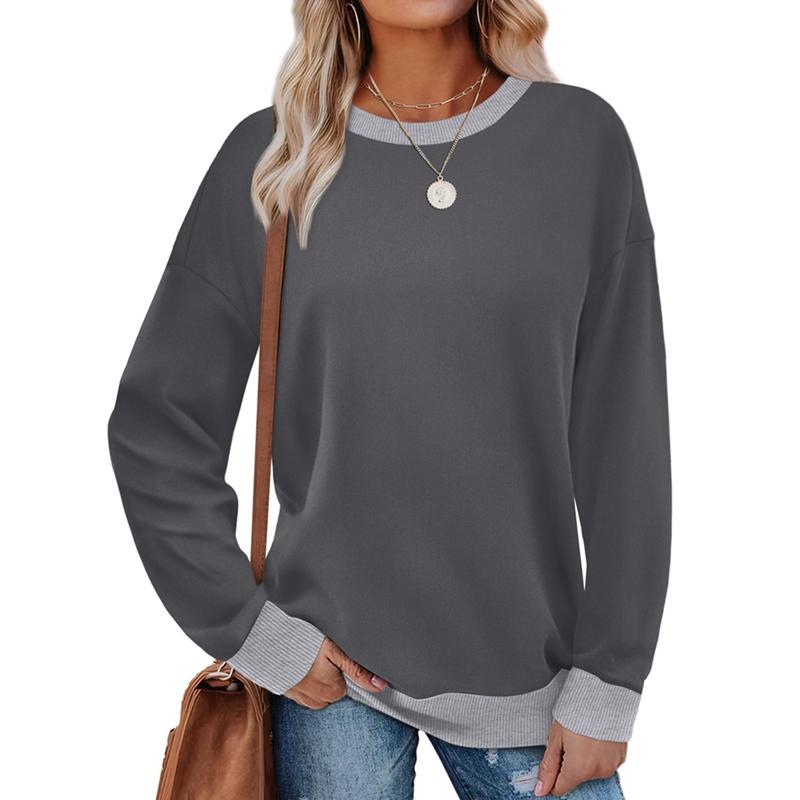 Autumn and Winter Women Round Neck Loose Long Sleeve Sweatshirt Casual Top