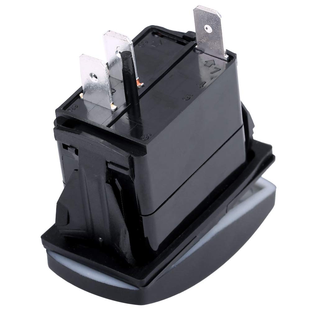 12V-24V Pin Rocker Toggle with LED Light, Horn Pattern, Black, for Car RV Boat Marine, 20A