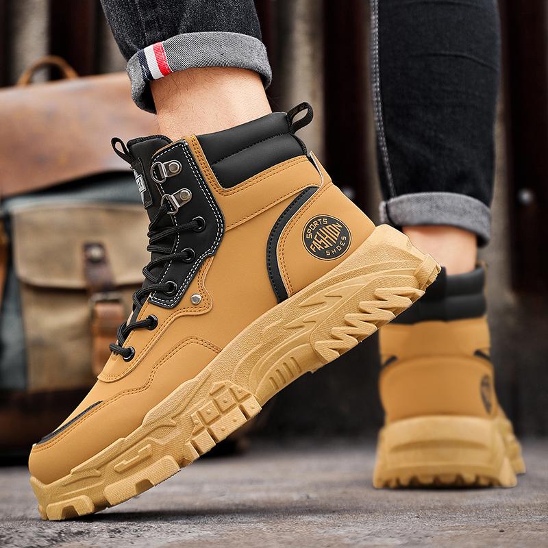 British Style Brown Men's Motorcycle Boots Original Fashion Casual Platform Boots Men Winter Street Leather Ankle Boots For Men