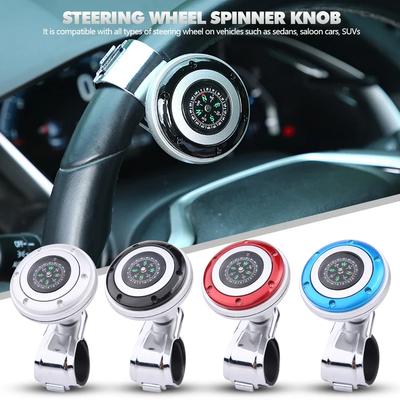 Steering Wheel Spinner Knob with Compass Universal 360 Degree Rotation Metal Power Handle Ball Booster for Car Vehicle Auto